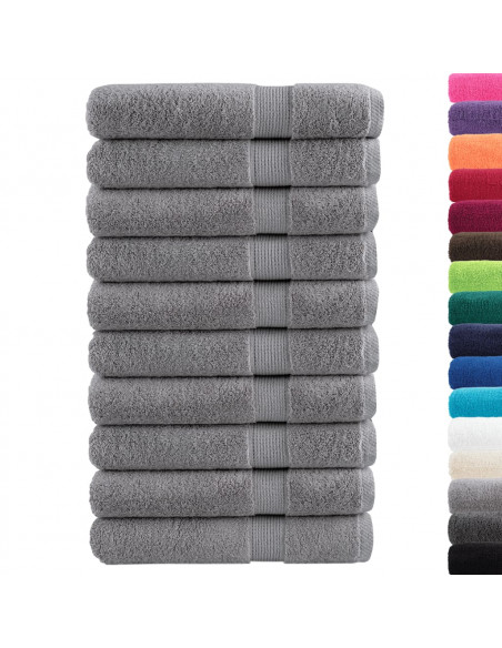 Asciugamani per Sauna 10 pz Grigi 80x200cm 600gsm 100% Cotone