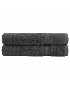 Asciugamani Ospiti 2 pz Antracite 100x200cm 600gsm 100% Cotone 2