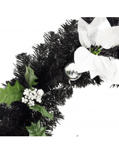 Ghirlanda Natalizia con Luci LED Nera 60 cm in PVC