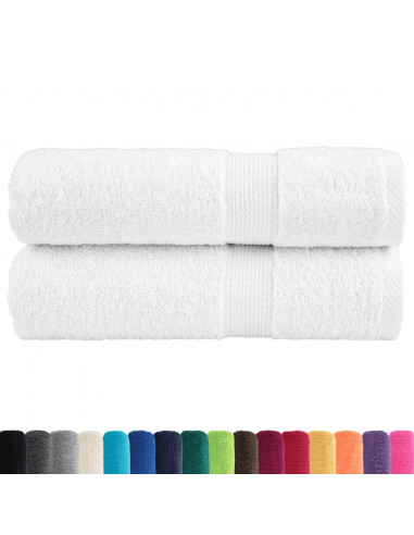 Asciugamani Premium 2 pz Bianchi 50x100 cm 600gsm 100% Cotone