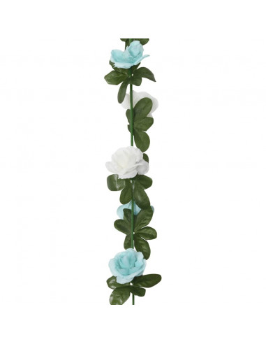 Ghirlande Fiori Artificiali 6 pz Blu e Bianco 240cm