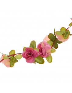 Ghirlande Fiori Artificiali 6 pz Rosso Rosato 250cm