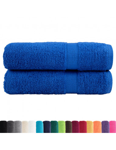 Asciugamani da Bagno 2 pz Blu 100x150 cm 600gsm 100% Cotone