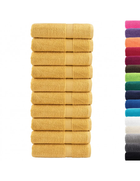 Asciugamani per Sauna 10 pz Oro 50x100 cm 600gsm 100% Cotone