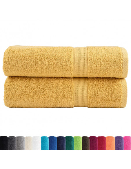 Asciugamani Premium 2 pz Oro 50x100 cm 600gsm 100% Cotone