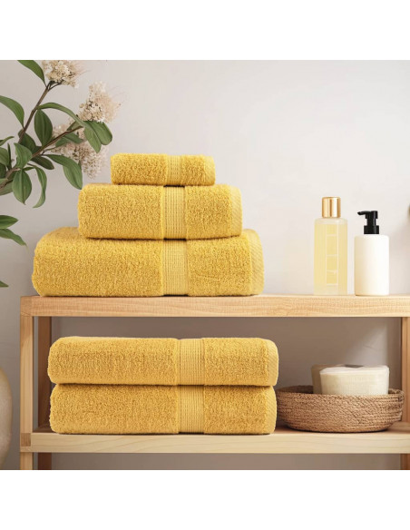 Asciugamani da Bagno 4 pz Oro 100x150 cm 600gsm 100% Cotone