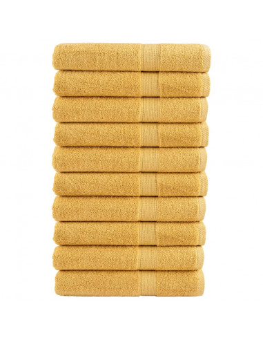 Asciugamani da Bagno 10 pz Oro 100x200cm 600gsm 100% Cotone