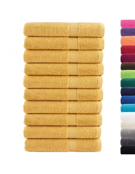 Asciugamani da Bagno 10 pz Oro 100x200cm 600gsm 100% Cotone