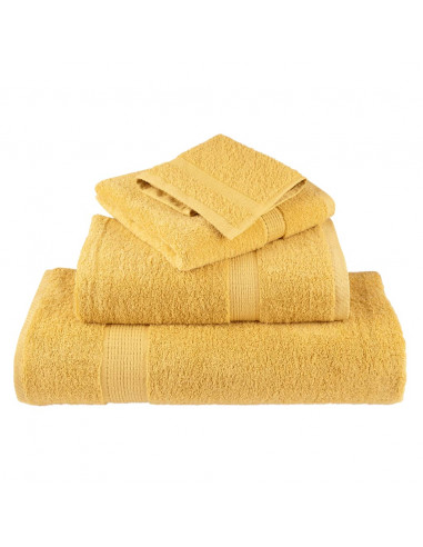 Asciugamani da Bagno 10 pz Oro 100x200cm 600gsm 100% Cotone