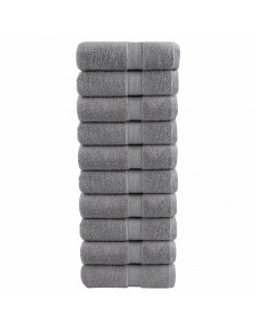 Asciugamani Ospiti 10 pz Grigi 30x50 cm 600gsm 100% Cotone 2