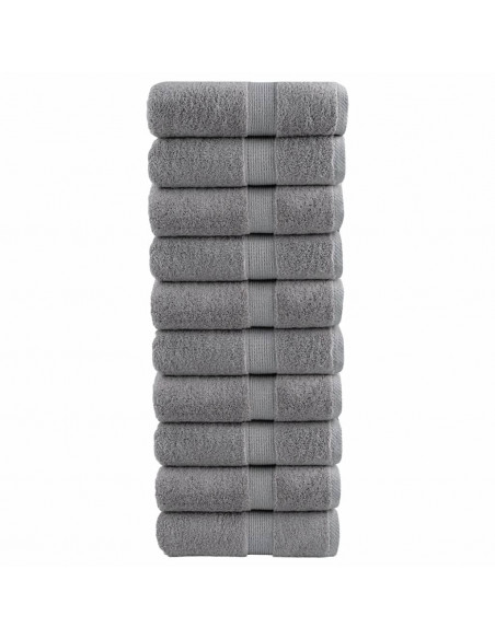 Asciugamani Ospiti 10 pz Grigi 30x50 cm 600gsm 100% Cotone