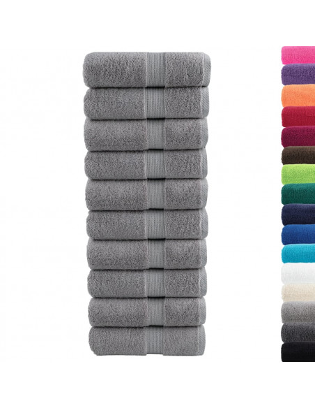 Asciugamani Ospiti 10 pz Grigi 30x50 cm 600gsm 100% Cotone