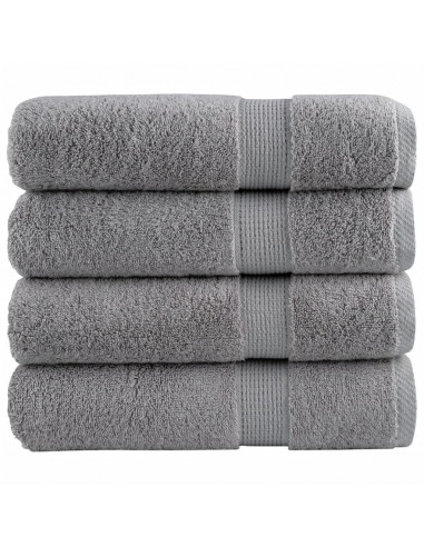 Asciugamani da Bagno 4 pz Grigi 100x150 cm 600gsm 100% Cotone