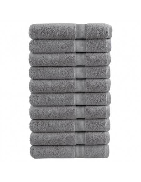 Asciugamani Premium 10 pz Grigi 100x200cm 600gsm 100% Cotone