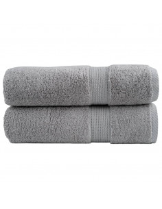 Asciugamani da Bagno 2 pz Grigi 100x150 cm 600gsm 100% Cotone 2