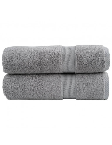 Asciugamani da Bagno 2 pz Grigi 100x150 cm 600gsm 100% Cotone