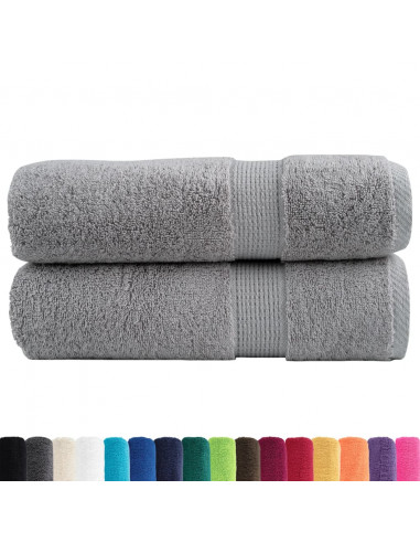 Asciugamani da Bagno 2 pz Grigi 100x150 cm 600gsm 100% Cotone