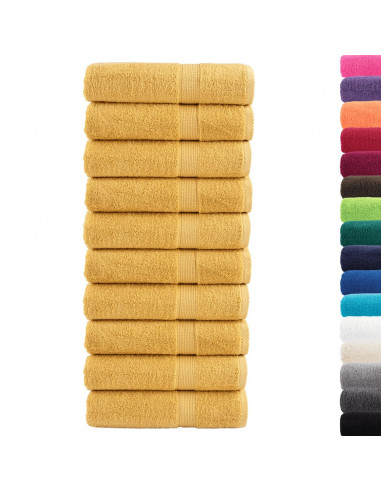 Asciugamani da Bagno 10 pz Oro 100x150cm 600gsm 100% Cotone