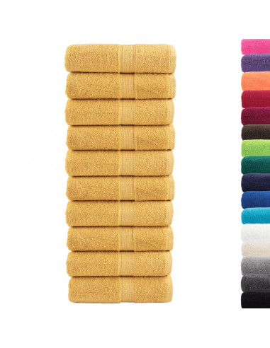 Asciugamani Ospiti 10 pz Oro 30x50 cm 600gsm 100% Cotone