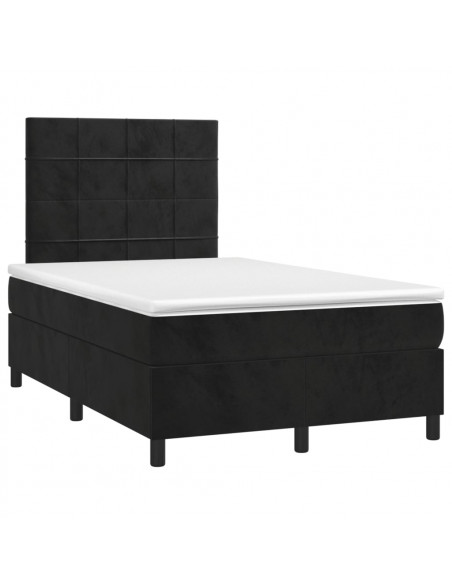 Giroletto a Molle con Materasso Nero 120x190 cm in Velluto