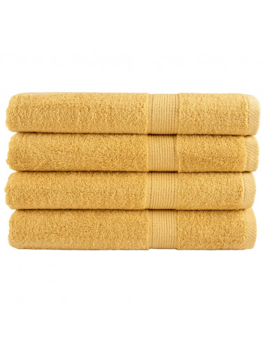 Asciugamani Premium 4 pz Oro 100x200 cm 600gsm 100% Cotone