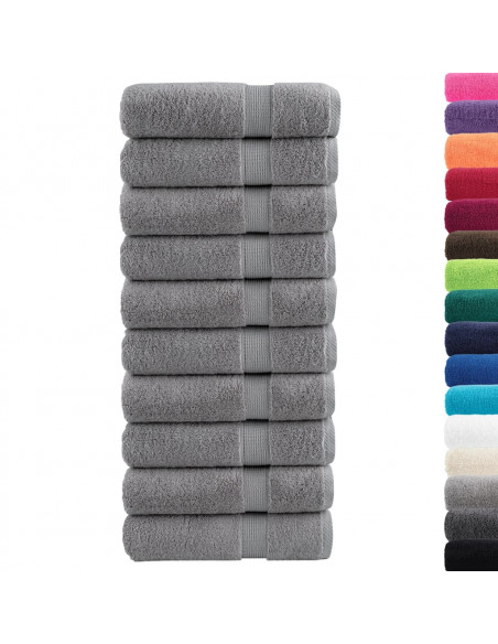 Asciugamani per Sauna 10 pz Grigi 50x100 cm 600gsm 100% Cotone