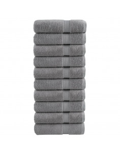 Asciugamani da Bagno 10 pz Grigi 100x150 cm 600gsm 100% Cotone 2