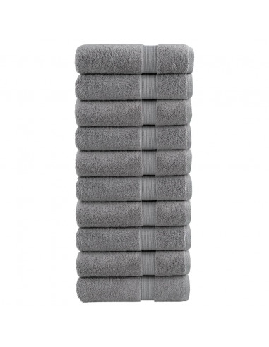 Asciugamani da Bagno 10 pz Grigi 100x150 cm 600gsm 100% Cotone