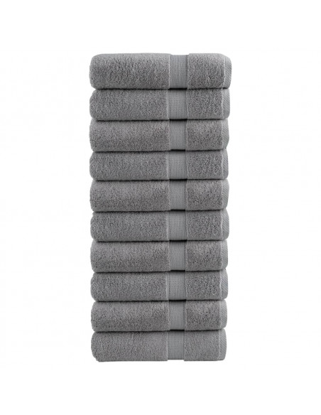 Asciugamani da Bagno 10 pz Grigi 100x150 cm 600gsm 100% Cotone