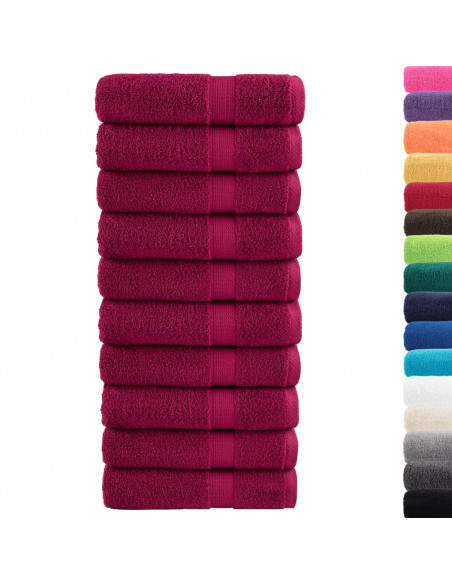 Asciugamani Premium 10 pz Bordeaux 50x100 cm 600gsm 100% Cotone