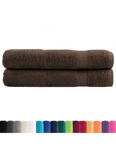 Asciugamani Premium 2 pz Marroni 100x200cm 600gsm 100% Cotone
