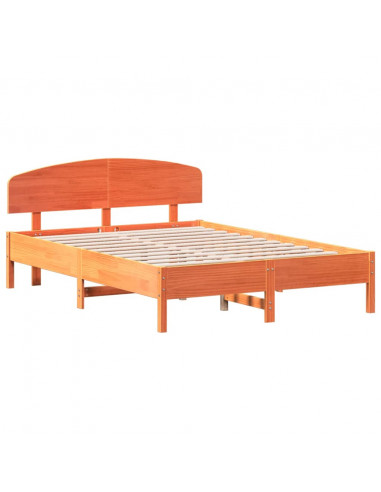 Giroletto con Testiera Marrone Cera 160x200 cm Massello Pino