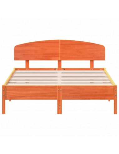 Giroletto con Testiera Marrone Cera 160x200 cm Massello Pino