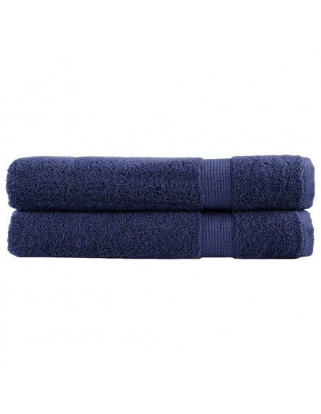 Asciugamani per Sauna 2 pz Blu Navy 80x200cm 600gsm 100% Cotone
