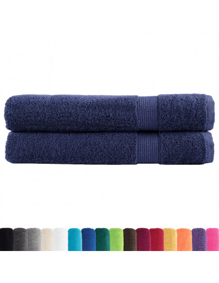 Asciugamani per Sauna 2 pz Blu Navy 80x200cm 600gsm 100% Cotone
