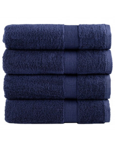 Asciugamani da Bagno 4 pz Blu Navy 100x150cm 600gsm 100% Cotone 2