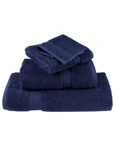 Asciugamani da bagno Premium SOLUND 4 pz Blu navy 100x150 cm 600 g/m²
