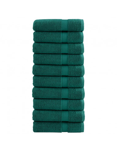 Asciugamani da Bagno 10 pz Verdi 100x150cm 600 g/m² 100% Cotone