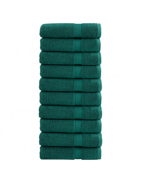 Asciugamani da Bagno 10 pz Verdi 100x150cm 600 g/m² 100% Cotone