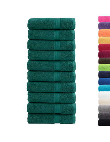 Asciugamani da Bagno 10 pz Verdi 100x150cm 600 g/m² 100% Cotone