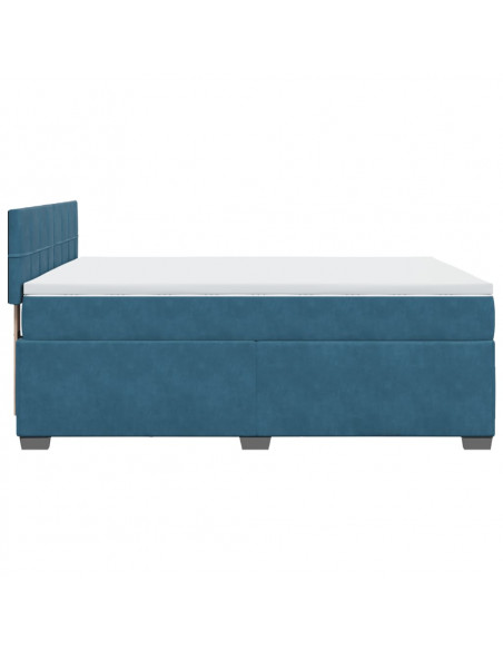 Giroletto a Molle con Materasso Blu 140x190 cm in Velluto