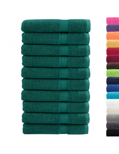 Asciugamani per Sauna 10 pz Verdi 80x200cm 600 g/m² 100% Cotone
