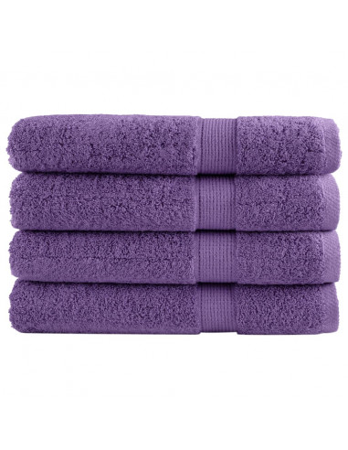 Asciugamani per Sauna 4 pz Viola 80x200 cm 600 g/m² 100% Cotone