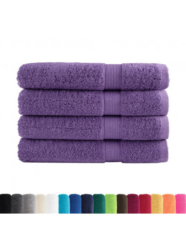 Asciugamani per Sauna 4 pz Viola 80x200 cm 600 g/m² 100% Cotone
