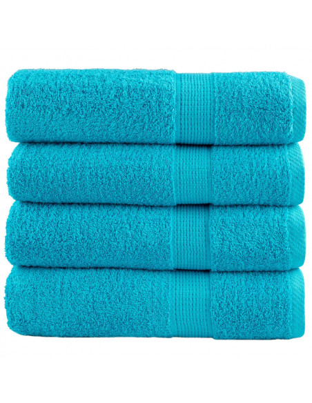 Asciugamani Premium 4 pz Turchesi 50x100cm 600 g/m² 100% Cotone