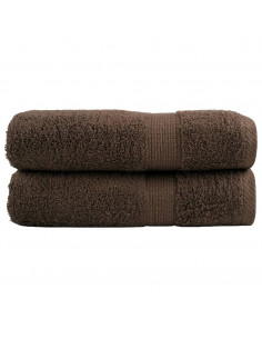 Asciugamani da Bagno 2 pz Marroni 100x150 cm 600gsm 100% Cotone 2