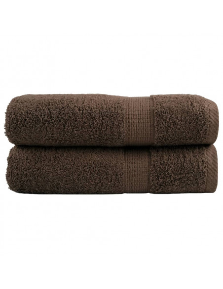 Asciugamani da Bagno 2 pz Marroni 100x150 cm 600gsm 100% Cotone