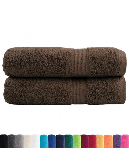 Asciugamani da Bagno 2 pz Marroni 100x150 cm 600gsm 100% Cotone
