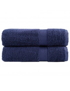 Asciugamani per Sauna 2pz Blu Navy 50x100 cm 600gsm 100% Cotone 2