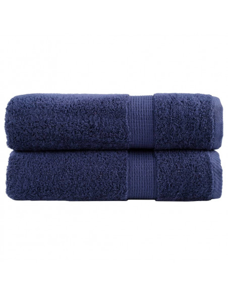 Asciugamani per Sauna 2pz Blu Navy 50x100 cm 600gsm 100% Cotone